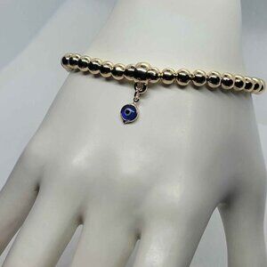 Brand New Brazilian 18k Gold Filled Blue Evil Eye Adjustable Bracelet
